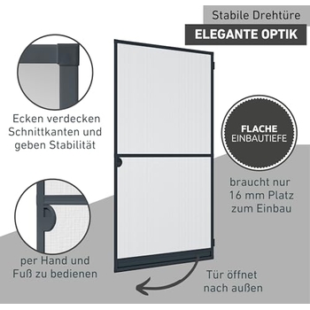 Robuster Fliegenvorhang – 80 Cm Breit, 2 M Lang, Inkl. Schraubhaken Für Holzrahmen, Verschiedene Farben