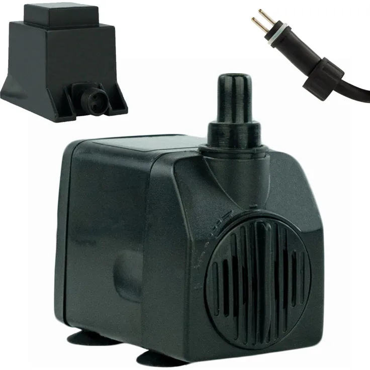 KERRY Wasserspiel-Pumpe KEP450L 12V – 450 L/H | nur 5 Watt | 7m Kabel | 80 cm Förderhöhe | Teichpumpe | Wasserpumpe | Aquariumpumpe | Zimmerbrunnen-Pumpe, Schwarz