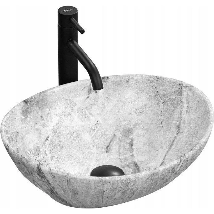 Rea Sofia countertop washbasin 41 cm gray, Marmorstil, Sanitärkeramik, CE und NIH zertifiziert – Bild 1