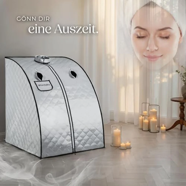 Tectake Mobile Dampfsauna ThermaLuxe II, 1000 W, 15 Temperaturstufen, grau/blau – Bild 9