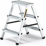 Drabest Aluminium Trittleiter Leiter beidseitig begehbar, 2x3 Stufen, 125kg