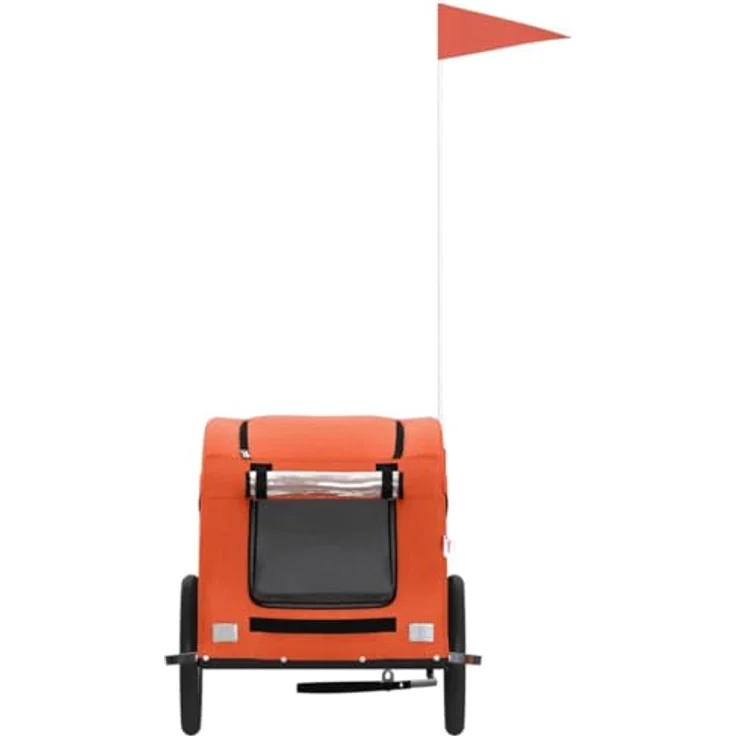 vidaXL Hunde-Transportbox Fahrradanhänger für Hunde Orange Oxford-Gewebe und Eisen mit PVC-Dach – Bild 4
