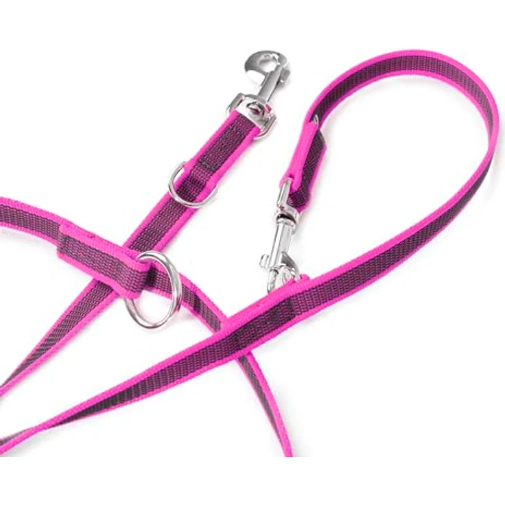 IDC Color & Gray verstellbare Leine mit Doppelkarabiner, 20 mm x 2,2 m, Pink-Grau – Bild 2
