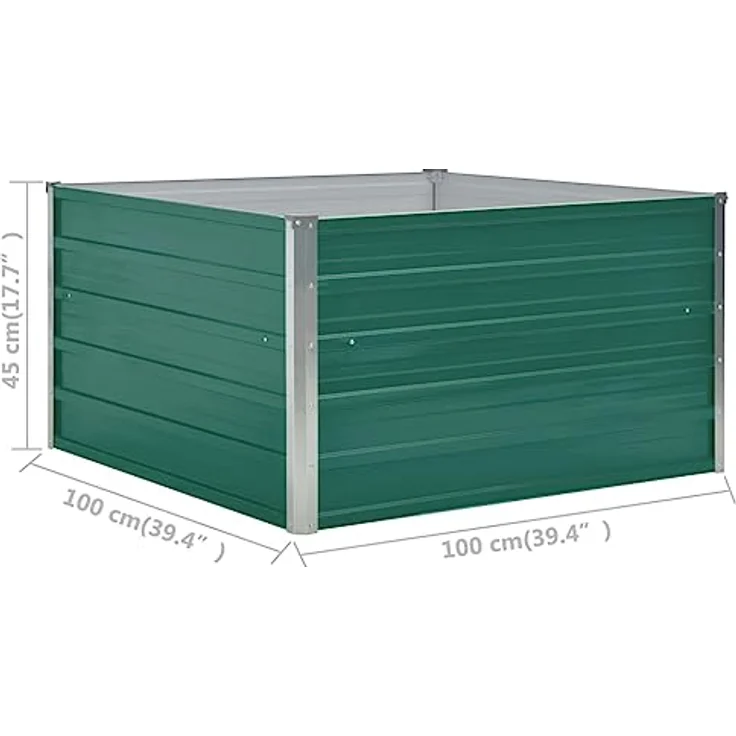 vidaXL Hochbeet 100 x 100 x 45 cm Verzinkter Stahl Grün – Bild 3