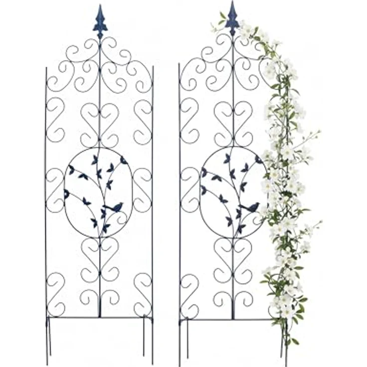 Relaxdays Rankhilfe, 2er Set, freistehendes Metall-Rankgitter für Kletterpflanzen, schwarz, HxB: 116x35 cm, witterungsbeständig – Bild 1