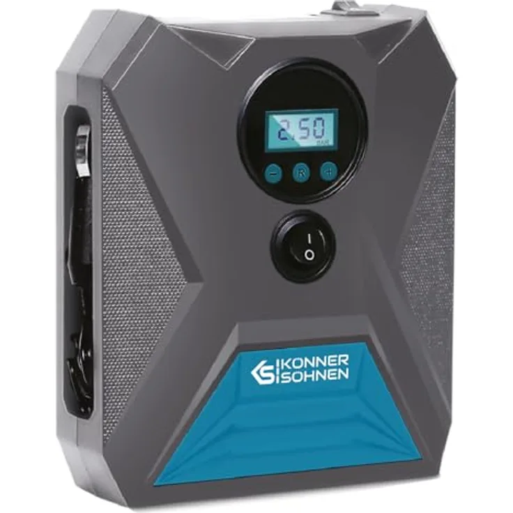 K&S Könner&Söhnen KS P10 Tragbare Elektronische Luftpumpe 12V Autoreifen Pumpe 120 W Elektrisch Luftkompressor 150 Psi Kabellänge 3 m Auto Luftpumpe Fahrradpumpe LED-Licht Automatische Abschaltung, Schwarz