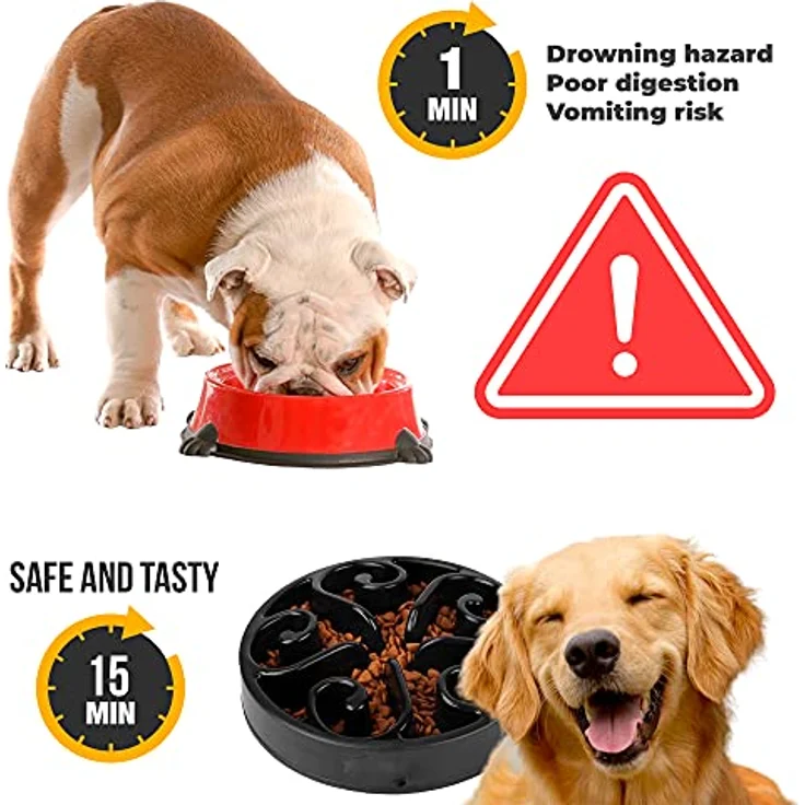 Edipets, Hundenapf, Antischlingnapf Hunde, Langsame Fütterung, für Mittelgrosse und Grosse Haustiere, Interaktiver Napf, verlängert die Fütterungszeit (Schwarz) – Bild 2