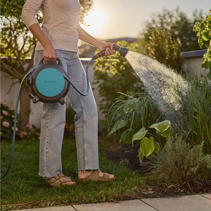 Gardena Mobile Schlauchbox Move, tragbare Schlauchbox mit 10 m Qualitätsschlauch, türkis-anthrazit – Bild 7