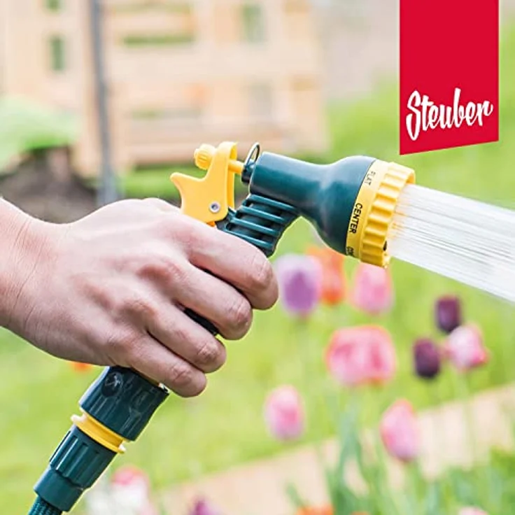 Steuber Flexibler Gartenschlauch Platinum GREEN mit 8 Sprühkopf-Funktionen, 33m, Süd Siegel, m. Adapter & Verbindungsstück, beliebig erweiterbar – Bild 5