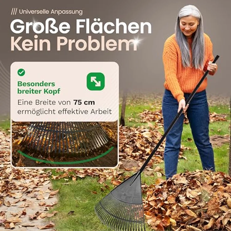 Novatool Laubbesen 75 cm, 4tlg Steck- und Schraubstiel mit 30 Kunststoff-Zinken, Gartenbesen Schwarz – Bild 4