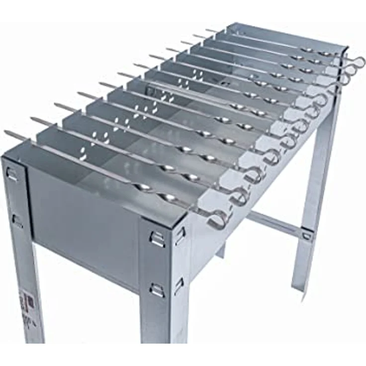 ACTIVA Mangal Schaschlik Grill Edelstahl 80x30 cm inkl. Grillrost und 12 Spießen – Bild 2