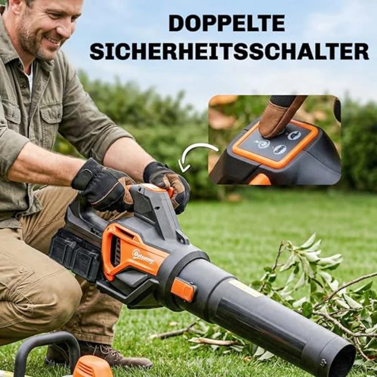 Outsunny Akku-Laubsauger 20V Kabellos mit Bürstenlosem Motor, 2x4.0Ah Akku & Ladegerät, Orange-Schwarz – Bild 6