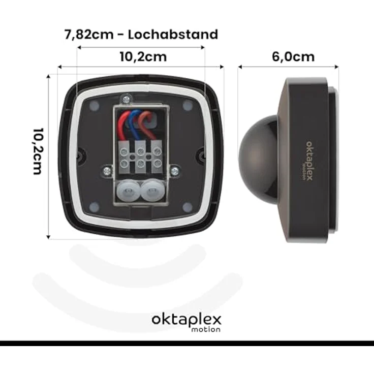 Oktaplex motion Oktaplex Tim Präsenzmelder 360° Bewegungsmelder für Aussen IP65 PIR-Bewegungssensor anthrazit 230V, Wetterfester Bewegungssensor mit Ø20m Erfassungsbereich – Bild 5