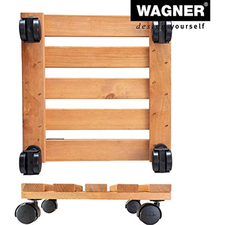 WAGNER Pflanzenroller Toscana 29 x 29 cm I Pflanzenroller & Blumenroller für Außenbereich + Innenbereich, Kiefer Terracotta I Kübelroller aus Holz I Tragkraft 100 kg I Made in EU ? 20015201 – Bild 6