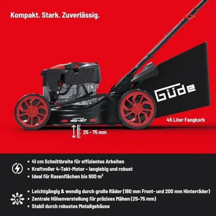 Güde Benzin-Rasenmäher Eco Wheeler EW 410-127, 41 cm Schnittbreite, 4-Takt-Motor, 45 l Fangkorb, zentral verstellbare Schnitthöhe – Bild 9