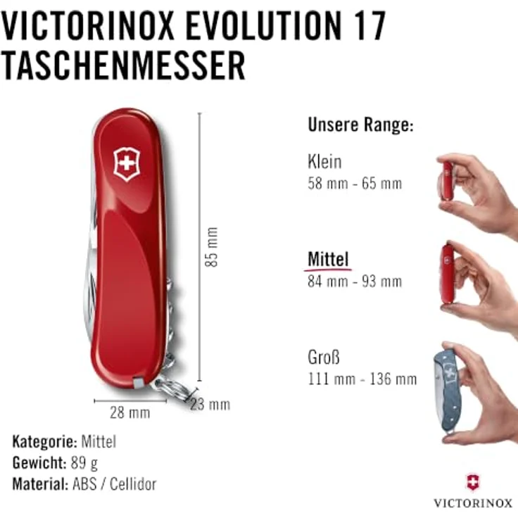 Victorinox Schweizer Taschenmesser Evolution S17, Multitool mit 15 Funktionen und Schere mit Mikrozahnung, rot – Bild 3