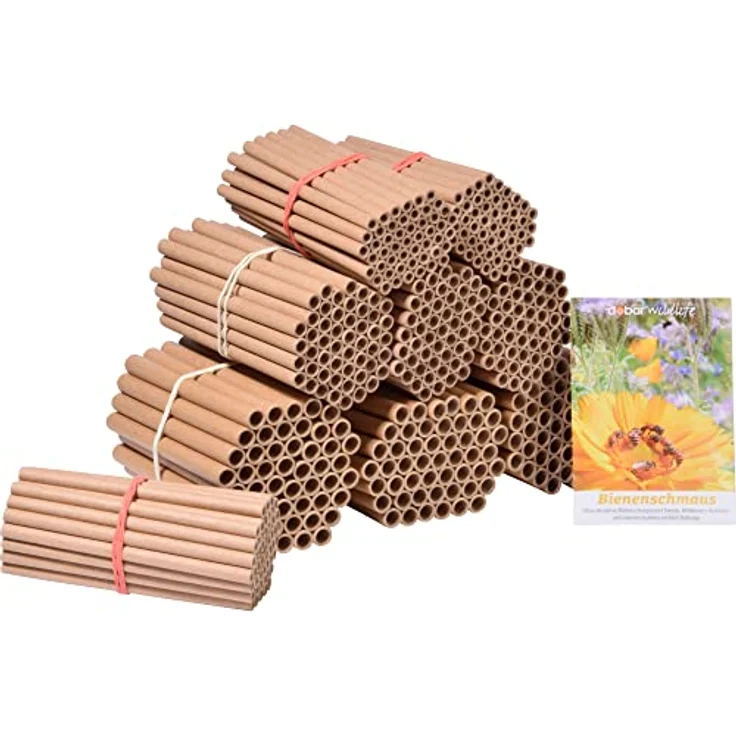 dobar® 22890e Pappröhrchen 450er Set - Füllung für Bienenhotels aus 100% recyceltem Altpapier - Wildbienen Nisthilfen Papphülsen Made in Germany - inkl. Wildblumenmischung - Ø8 Ø6 Ø4 mm & 12 cm lang – Bild 2