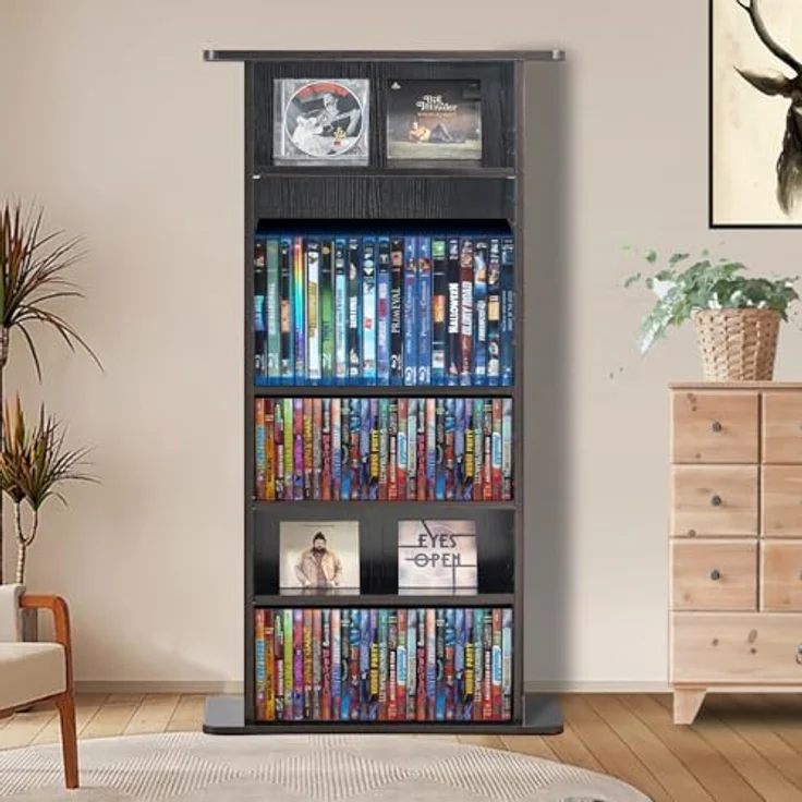 VEVOR Medienaufbewahrungsschrank, 5-lagiges CD/DVD-Regal mit verstellbaren Regalböden und großer Lagerkapazität für bis zu 240 CDs, Espresso – Bild 2