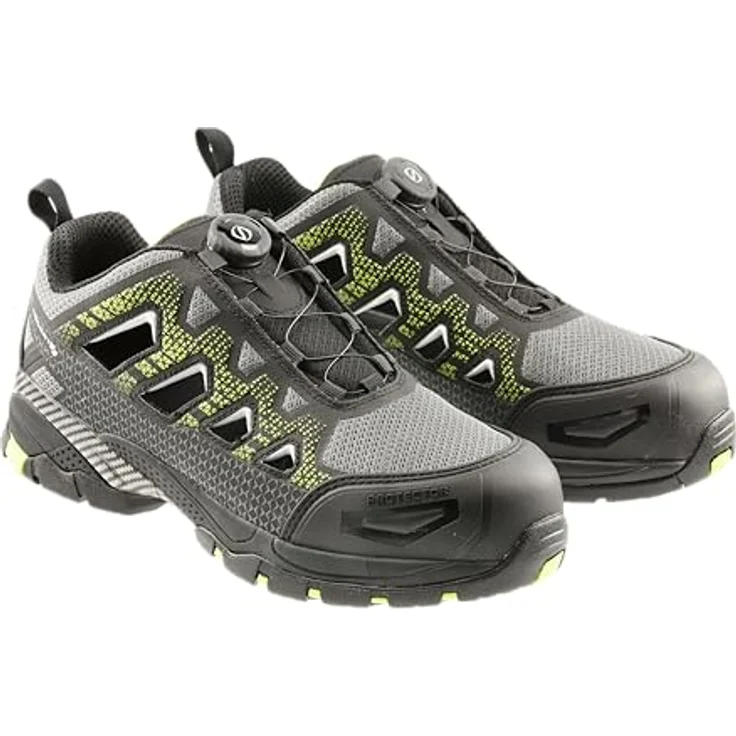 Högert Technik PAGLAU Schutzsandalen LACE System S1PS SR FO, Sicherheitsschuhe Herren, schwarz/grün, Größe 42, atmungsaktiv mit rutschhemmender Sohle – Bild 1