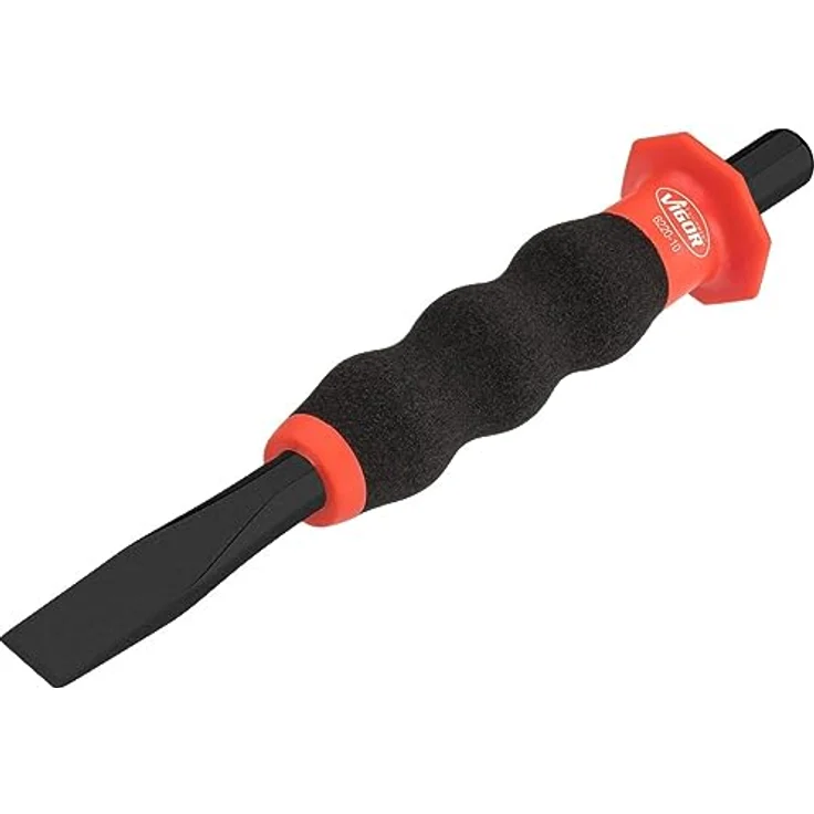 Vigor Flachmeißel V6220-10, 10 mm mit ergonomischem Zweikomponenten-Griff und Handschutz – Bild 1