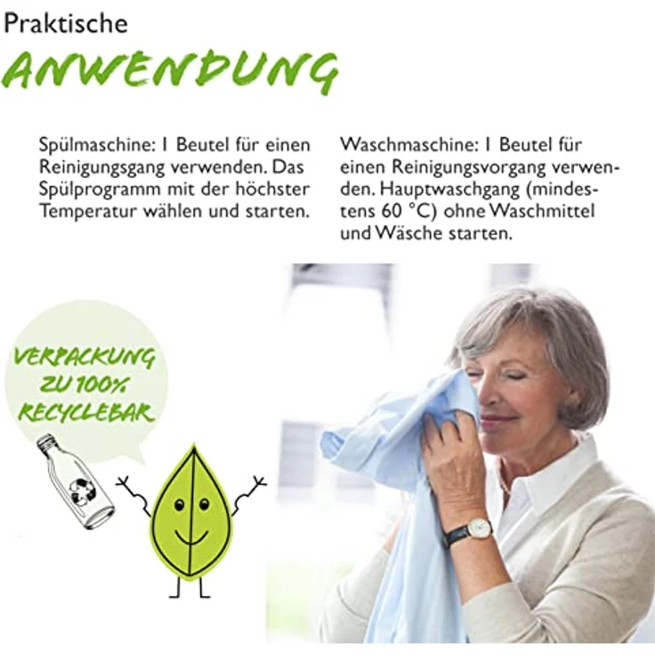 AlmaWin Spül- & Waschmaschinenreiniger 2x100g I Umweltfreundlicher Maschinenreiniger für Waschmaschine & Geschirrspülmaschinen I Spezialreiniger I Frei von synthetischen Duft- & Farbstoffen I Vegan – Bild 5
