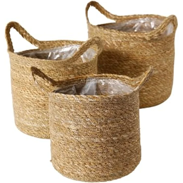 BOLTZE GRUPPE GmbH Übertopf Boltze Pflanzkorb Dawid, 3-teiliges Set aus Natur-Seegras, rund, Höhe 23/26/27 cm, Durchmesser 19/22/25 cm – Bild 7