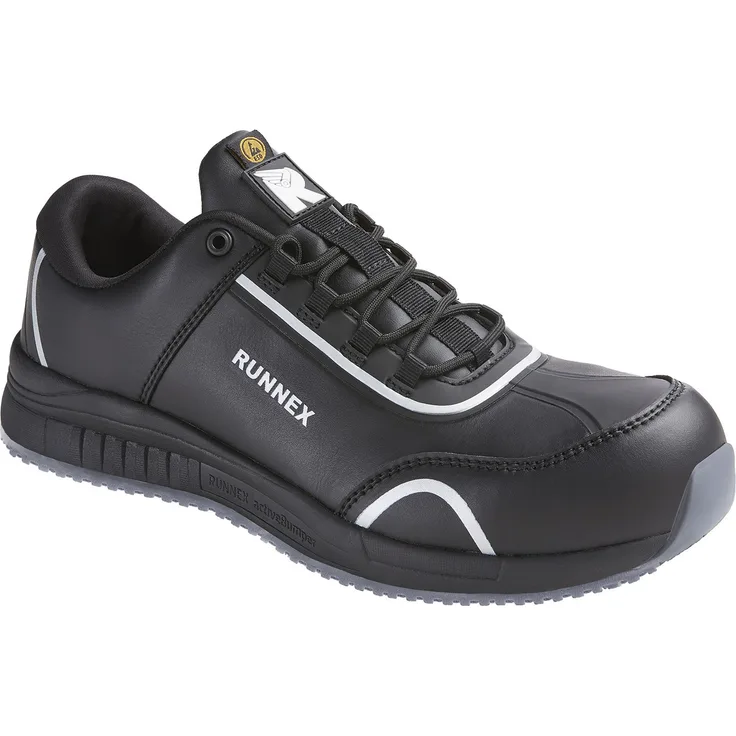 ruNNex S3S-ESD-Sicherheitshalbschuhe SportStar 5348, S3S ESD, schwarzes Microfasermaterial, Composite-Protection Zehenschutzkappte, metallfreie Durchtritthemmung