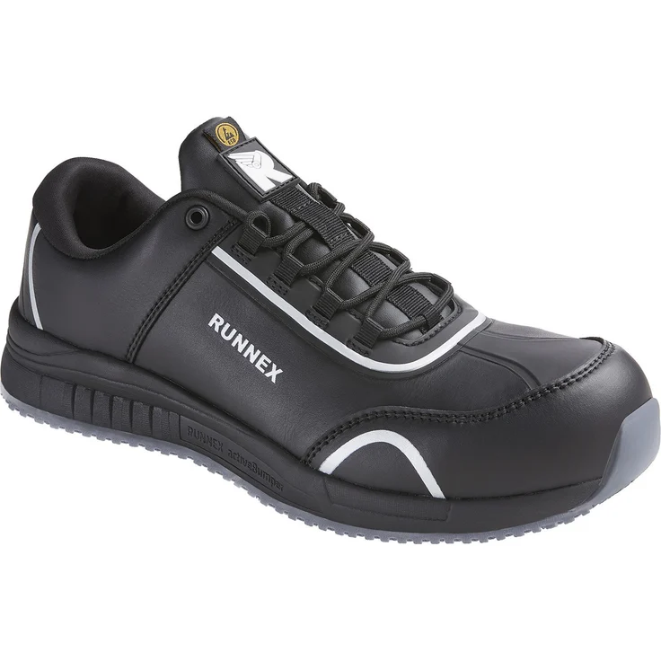 ruNNex S3S-ESD-Sicherheitshalbschuhe SportStar 5348, S3S ESD, schwarzes Microfasermaterial, Composite-Protection Zehenschutzkappte, metallfreie Durchtritthemmung