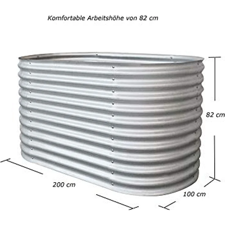 RS Trade® Rimini XL Hochbeet L 200 cm x B 100 cm x H 82 cm Gemüsebeet Gartenbeet Kräuterbeet Anzuchtbeet Frühbeet Stahl-Wellblech Zink-Alu Metall witterungsbeständig – Bild 2