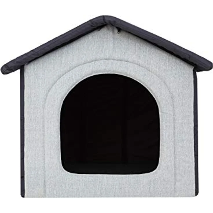 Bjird Hundehaus Hundehütte für mittelgroße Hunde - Katzenhaus, Katzenhöhle - mit herausnehmbarem Dach - Tierhaus für Katzen und Hunde für Drinnen - Taubegrau mit Graphit - 52 x 46 x 53 cm – Bild 2
