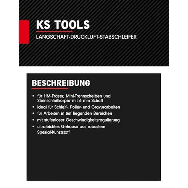 KSTOOLS Langschaft-Druckluft-Stabschleifer, 23.000 U/min, pneumatisch mit ergonomischem Design und stufenloser Geschwindigkeitsregulierung – Bild 5