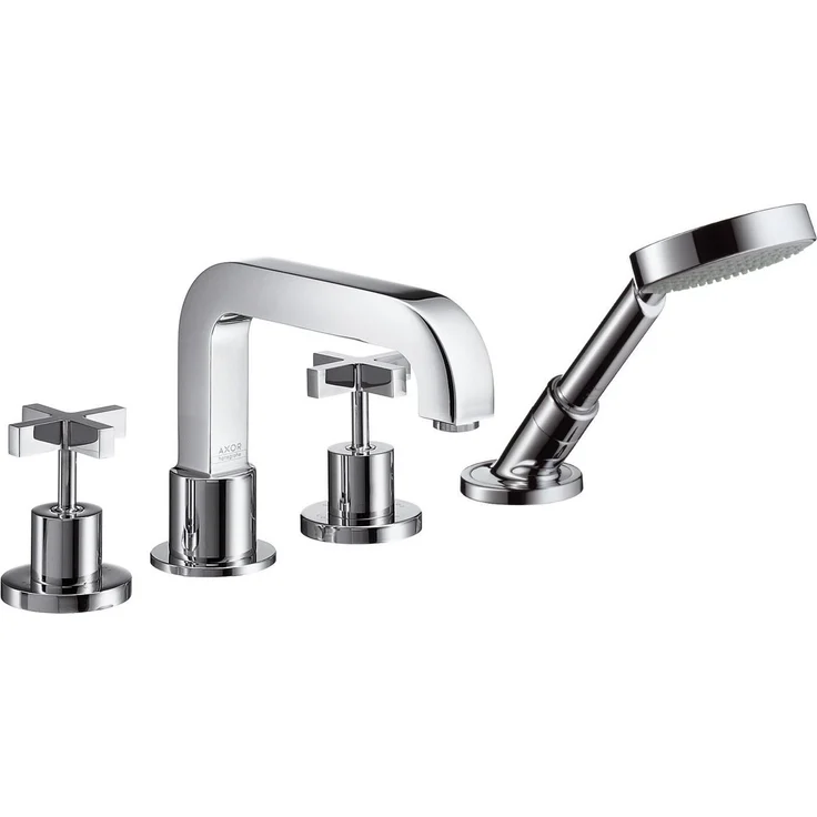 hansgrohe Axor Citterio 4-Loch Wannenrandarmatur Kreuzgriff, Chrom, 2 Verbraucher, Keramikventile, maximal 21 l/min Durchfluss
