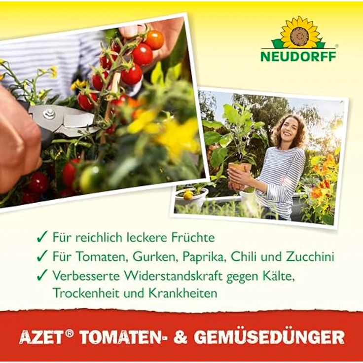 Neudorff Azet Gemüsedünger Bio, 1 Liter Flüssigdünger für Tomaten und Gemüse, organisch, vegan, mit Dosierbecher, für 100L Gießwasser – Bild 4