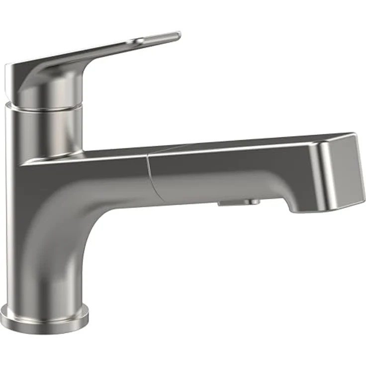 Villeroy & Boch Junis Shower 928100LC, Küchenarmatur mit herausziehbarer Handbrause aus massivem Edelstahl, 120° Schwenkbereich, 189 mm Höhe – Bild 1