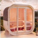 FinnTherm Fasssauna ScandiCube Mini XS, 42 mm Wandstärke, Thermoholz, 3,3 m² Grundfläche, helle bodentiefe Fenster