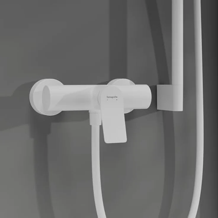 hansgrohe Vivenis Original, Duscharmatur Aufputz für 1 Verbraucher, Mischbatterie Dusche, Einhebelmischer, Mattweiß, mit Keramikmischsystem und Schalldämpfer – Bild 5