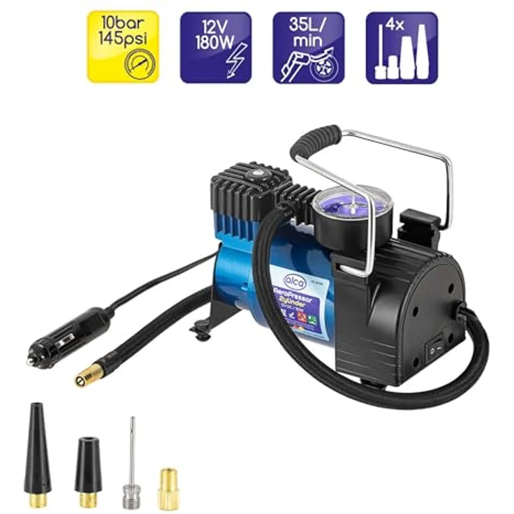 alca® Auto Kompressor mini elektrische Luftpumpe, 12V Luftkompressor, 21 bar, Zigarettenanzünder, blau – Bild 5