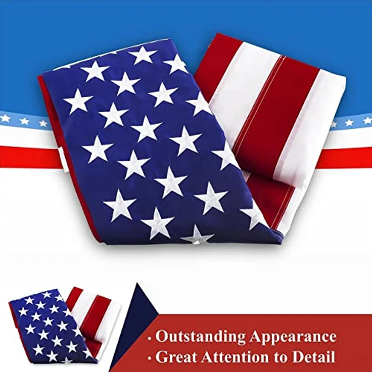 G128 American usa us-Flagge 4x6 ft Deluxe gestickte Sterne genäht Streifen messingösen – Bild 5