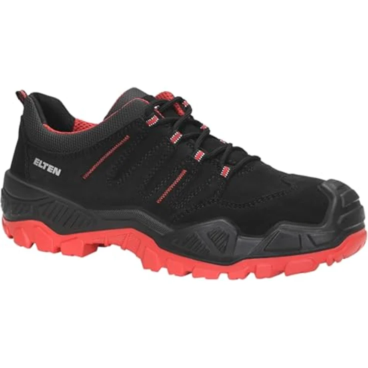 Elten QUENTIN black-red Low ESD S3S Sicherheitshalbschuh mit Stahlkappe, metallfreiem Durchtrittschutz und PU-Überkappe, Größe 47 EU – Bild 1