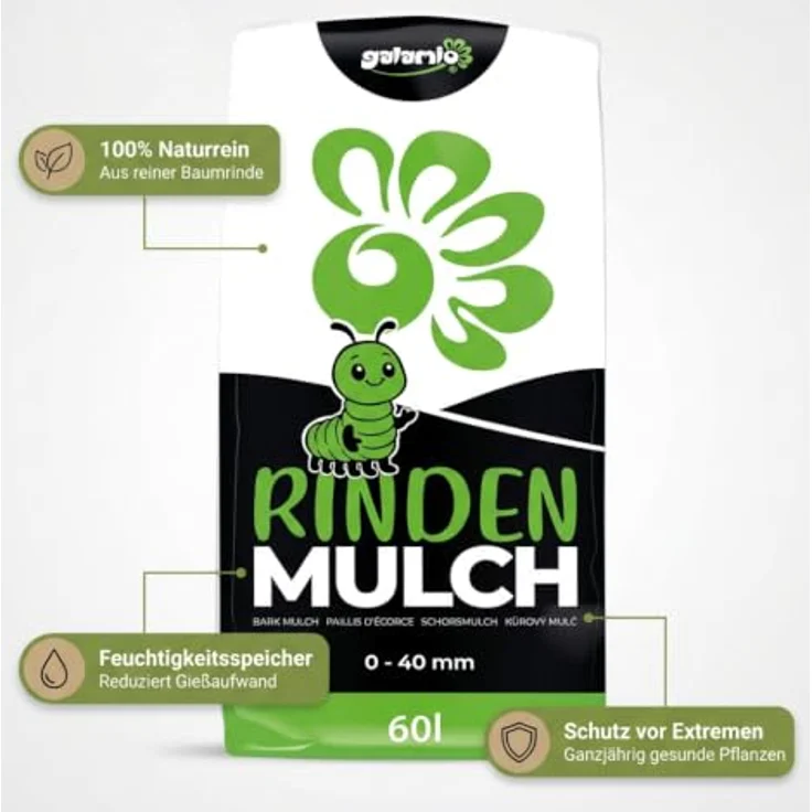 GALAMIO Rindenmulch 0-40 mm, 60 L, 100% reine Baumrinde für natürliche Nährstoffversorgung und Feuchtigkeitsspeicherung – Bild 2