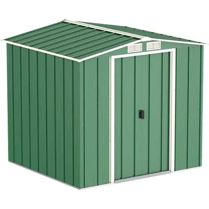 Duramax ECO 6 x 6 (3.33 m²) Metallgerätehaus, feuerverzinktes Metall gerätehaus - Geräteschuppen, verstärkte Dachkonstruktion, wartungsfreier und wetterfester Metallschuppen, Grün