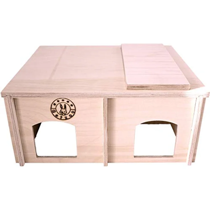 Getzoo Nagerapartment 29x25cm | Geeignet für Goldhamster, Rennmäuse, Degus, Stachelmäuse uvm. | Naturbelassenes Birkenholz | Abnehmbares Dach für leichte Reinigung | Naturnahes Dreikammersystem – Bild 2