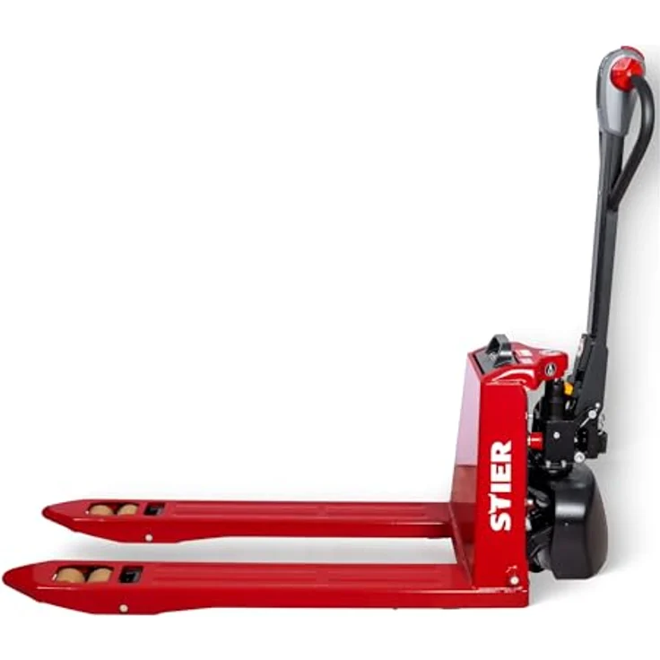 STIER Elektro-Handhubwagen SPT-15, Tragkraft 1500 kg, Gabellänge 1150 mm, Fahrmotorleistung 0,65 kW, ergonomischer Griff, Schleichfahrt-Modus, robustes Design – Bild 2