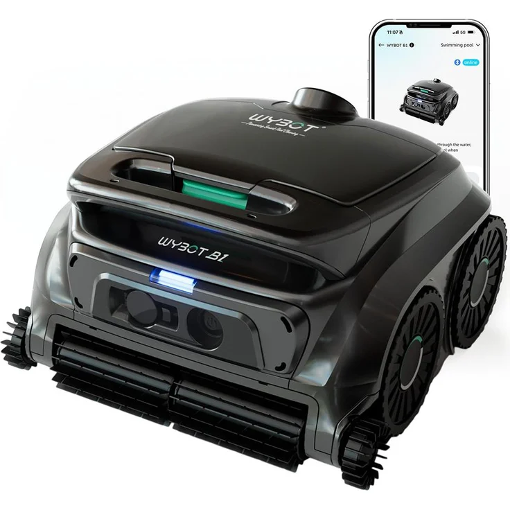 Wybot WYBOT B1/OS600 Kabelloser Poolroboter, 6,5 kg leicht, 120 Min Laufzeit, 180m Filter, App-Steuerung, schwarz/grün