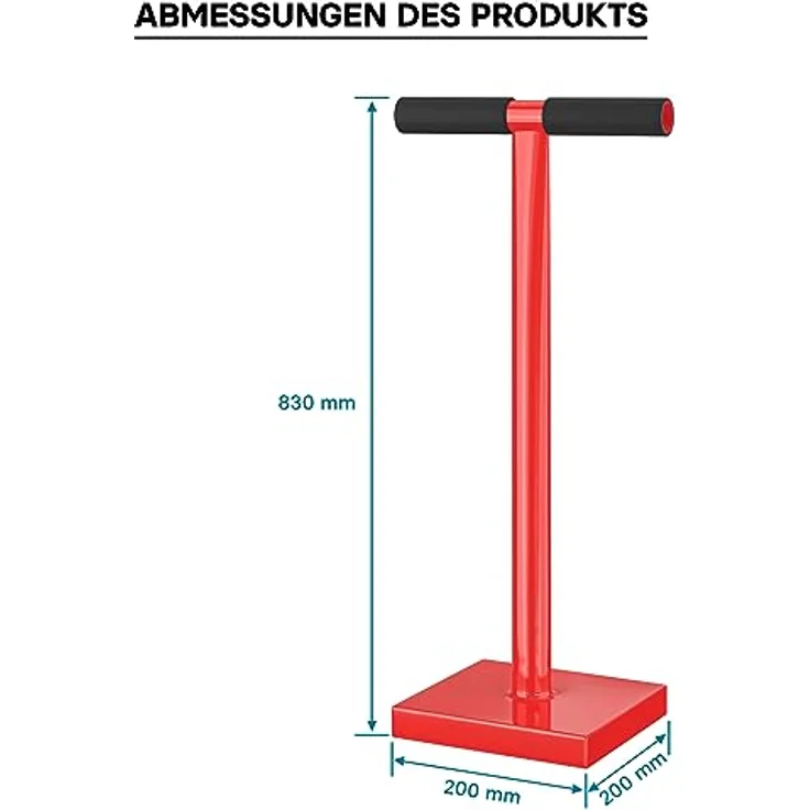 Bodenverdichter 11,5 kg aus Stahl, mit 20x20 cm Grundplatte und T-Griff zum Verdichten – Bild 8