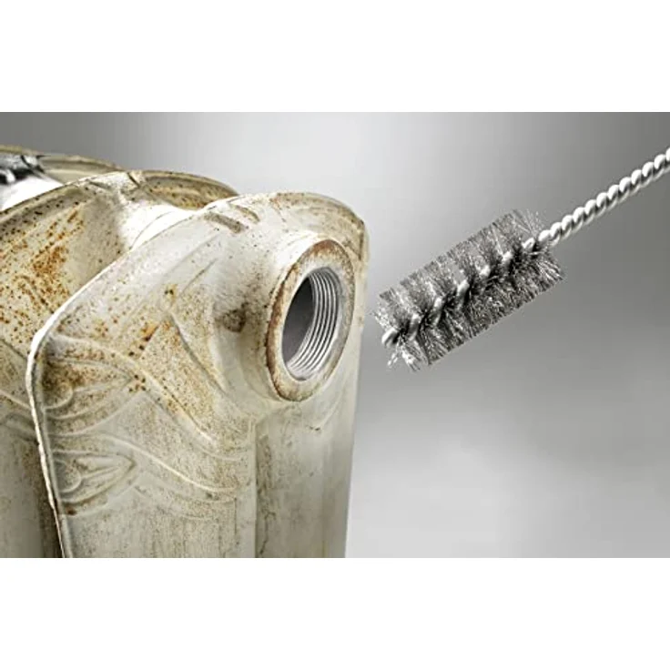 kwb Runddraht-Bürste / Zylinderbürste fein, gewellt, Stahldraht, Ø 26 mm für Metall und Stein, Drahtbürste für Bohr-Maschine inkl. 8 mm Rundschaft, Rohrbürste f. Kessel / Heizung, 3 Stück – Bild 3