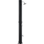 Juskys Solardusche Victoria 35 l Gartendusche mit Regendusche und Thermostat Schwarz Gartenschlauch Anbindung justierbare Duschkopf-Halterung