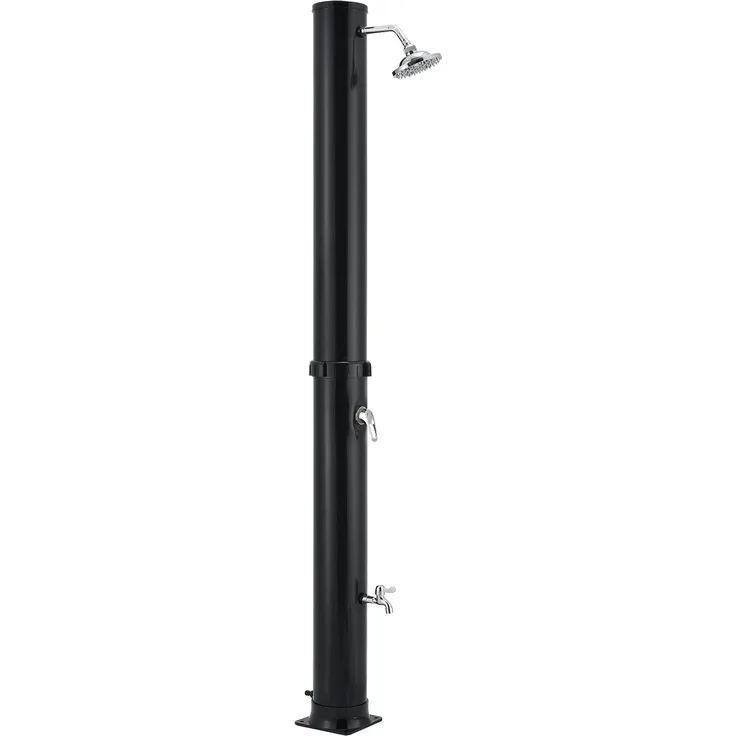 Juskys Solardusche Victoria 35 l Gartendusche mit Regendusche und Thermostat Schwarz Gartenschlauch Anbindung justierbare Duschkopf-Halterung