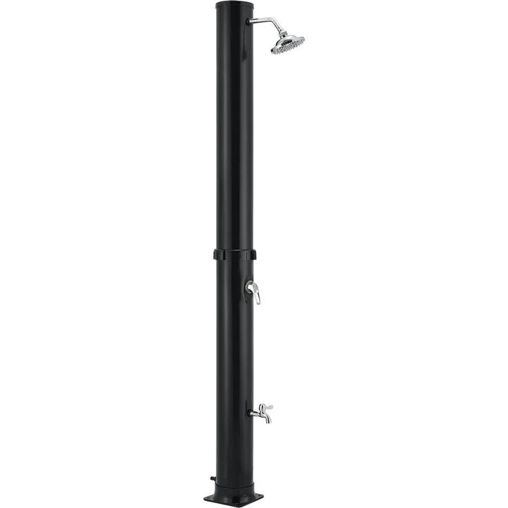 Juskys Solardusche Victoria 35 l Gartendusche mit Regendusche und Thermostat Schwarz Gartenschlauch Anbindung justierbare Duschkopf-Halterung – Bild 1
