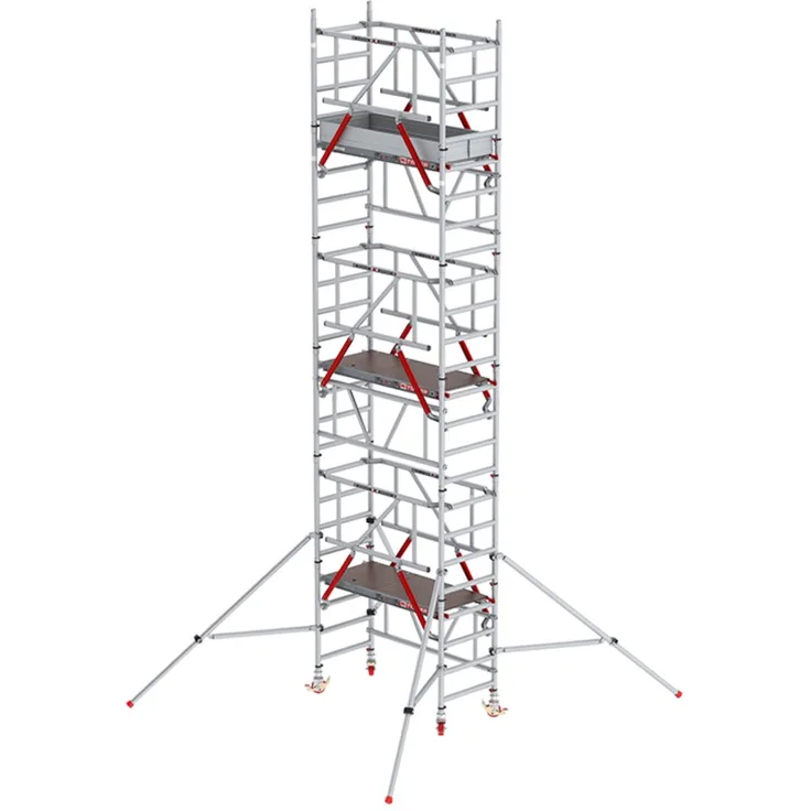 MiTower PLUS mit HolzPlattformen und Safe-Quick Geländern Arbeitshöhe bis 6,2m
